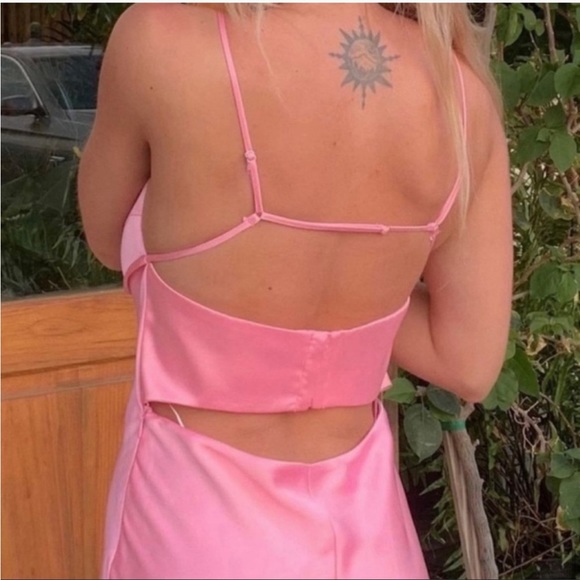ZARA Satin Effect Cut Out Pink Slip Dress viral - Picture 14 of 14